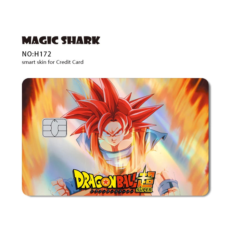Magic Shark Goku Vegeta Cool Shinny Holographic Laser Credit Debit Card Sticker Film Front Skin Cover