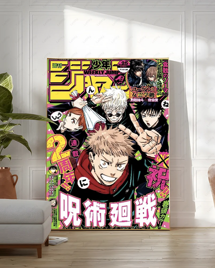 Poster Sticky Wall Art J-Jujutsu K-Kaisen Anime Printing Waterproof Home Living Bed Room Bar Aesthetic Decor