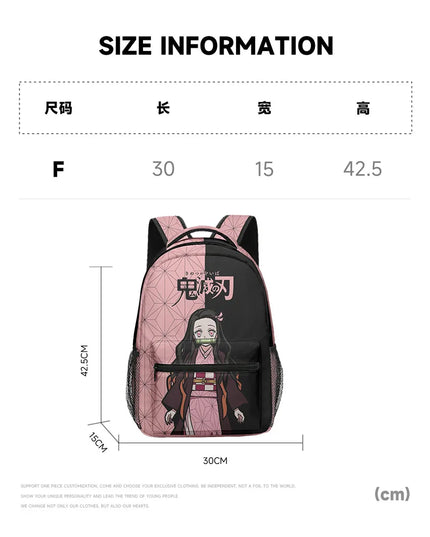 Anime Demon Slayer Tanjiro Nezuko 3D Printed Backpack for College Students Large School Bag 15 Inch Laptop Bag Middle School