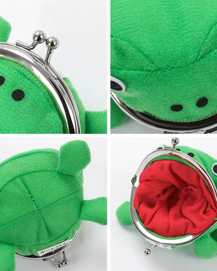 Cute Anime Frog Purse Kissing Lock Funny Plush Frog Shape Role Play Purse for Women Bag Accessories