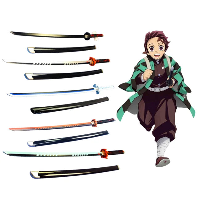 41in/104cm Demon Slayer Katana Anime Ninja Sword Demon Slayer Cosplay Prop Knife Real Size Samurai Sabre Japonesa Katana Sword