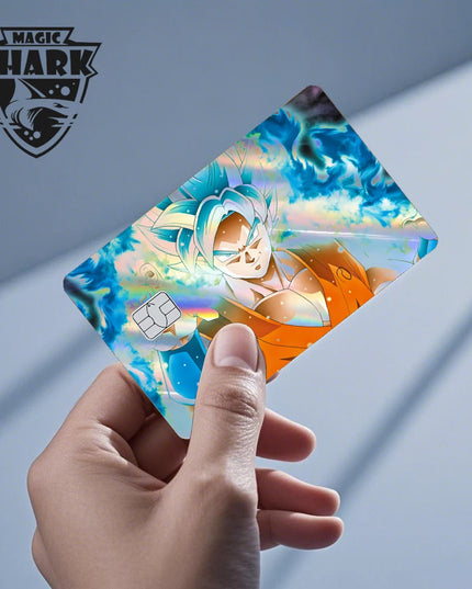 Magic Shark Goku Vegeta Cool Shinny Holographic Laser Credit Debit Card Sticker Film Front Skin Cover
