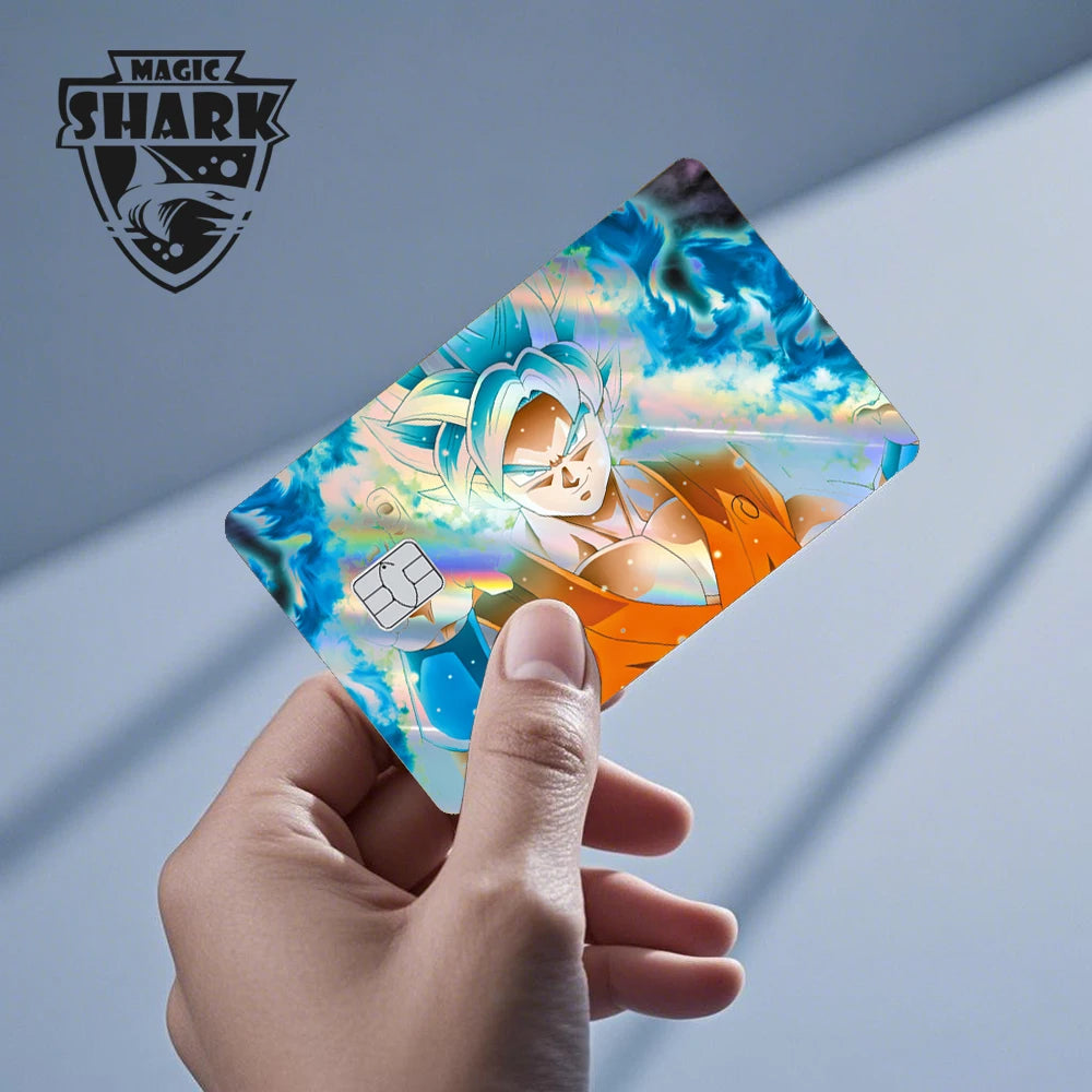 Magic Shark Goku Vegeta Cool Shinny Holographic Laser Credit Debit Card Sticker Film Front Skin Cover