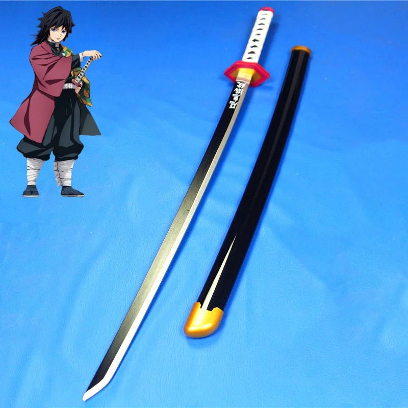41in/104cm Demon Slayer Katana Anime Ninja Sword Demon Slayer Cosplay Prop Knife Real Size Samurai Sabre Japonesa Katana Sword