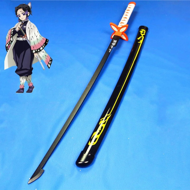 41in/104cm Demon Slayer Katana Anime Ninja Sword Demon Slayer Cosplay Prop Knife Real Size Samurai Sabre Japonesa Katana Sword