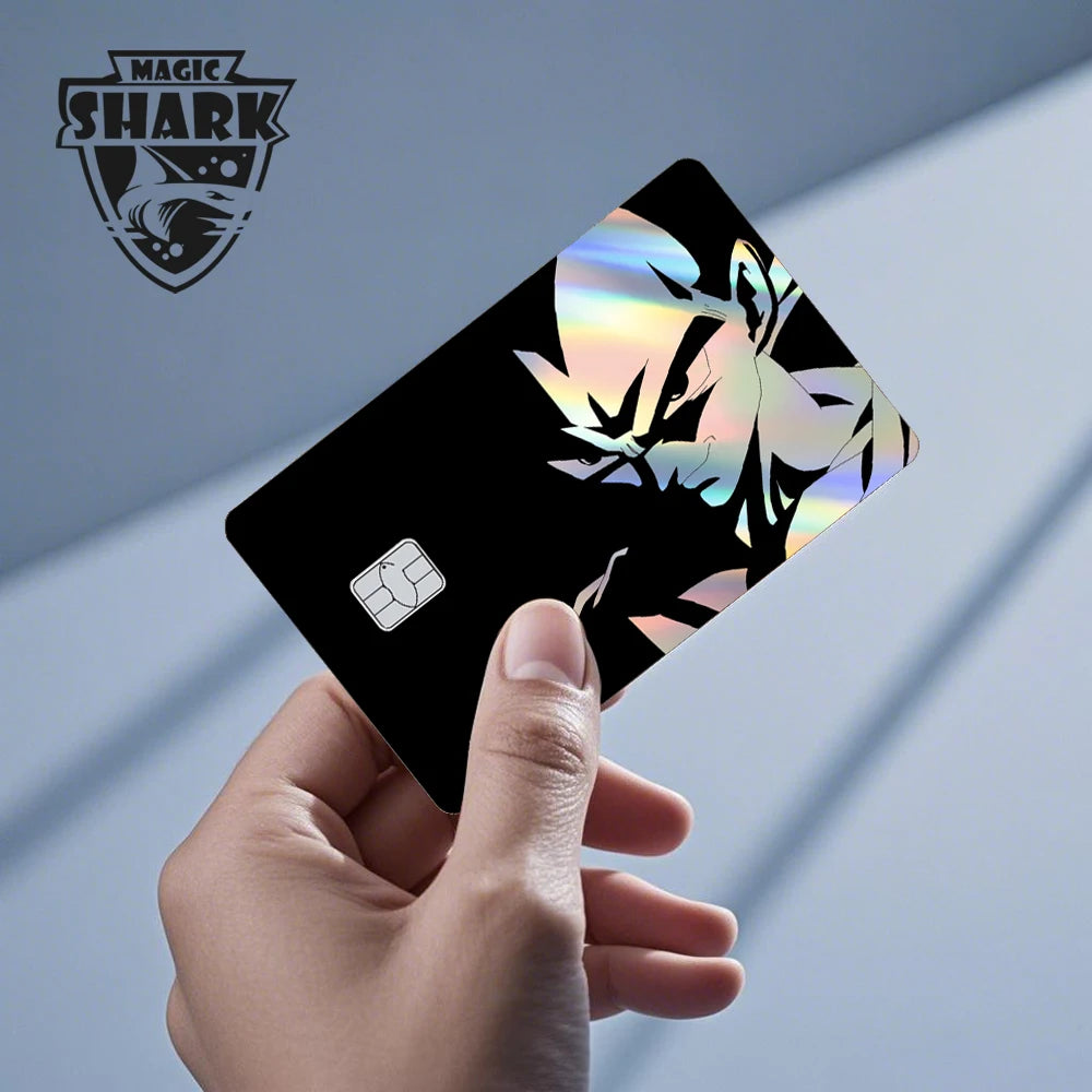 Magic Shark Goku Vegeta Cool Shinny Holographic Laser Credit Debit Card Sticker Film Front Skin Cover