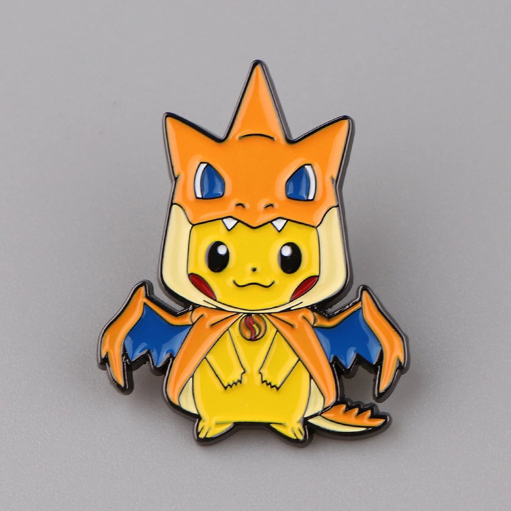4 pcs Creative Brooch Set Cute Game Console Pikachu Togepi Charmander Enamel Pin Wallet Backpack Clothing Jewelry