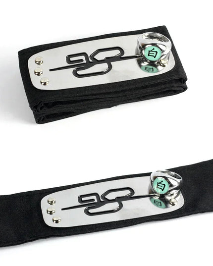 Anime Akatsuki Headband Sasori Uchiha Itachi Ring Sets Cosplay Costumes Props Pain Orochimaru Ninja Accessories