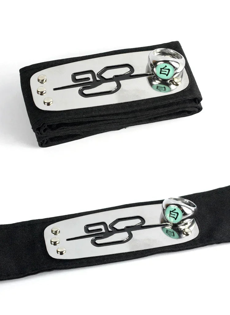 Anime Akatsuki Headband Sasori Uchiha Itachi Ring Sets Cosplay Costumes Props Pain Orochimaru Ninja Accessories