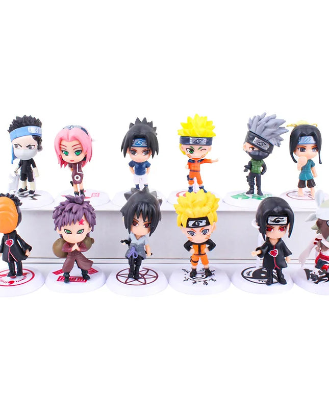6 Pcs/Lot NARUTO Sasuke Gaara Uchiha Madara Figure 7-8cm 2 Style Personality Base Mini Figurines