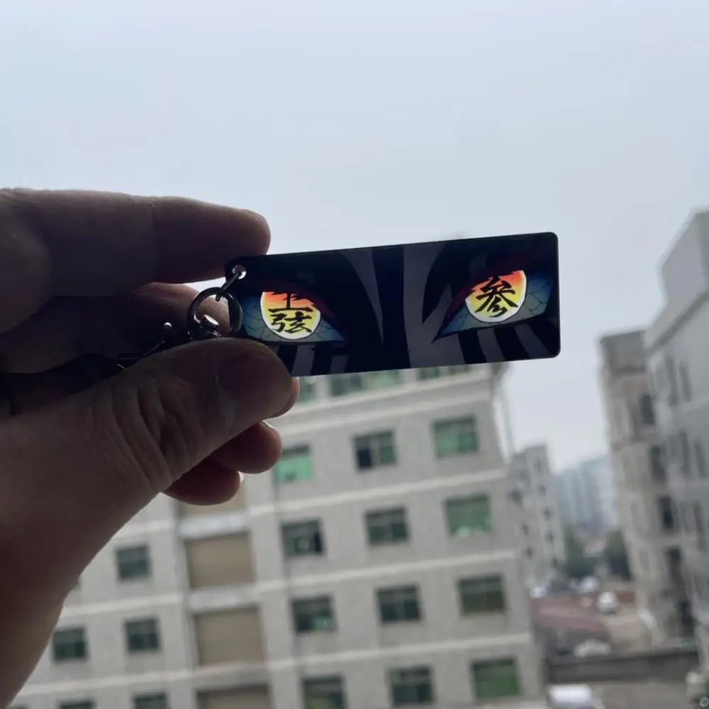 Demon Slayer Acrylic Pupil Translucency Card Key Chains Pendants Anime Twelve Kizuki Keychains Backpack Decorative Key Charm