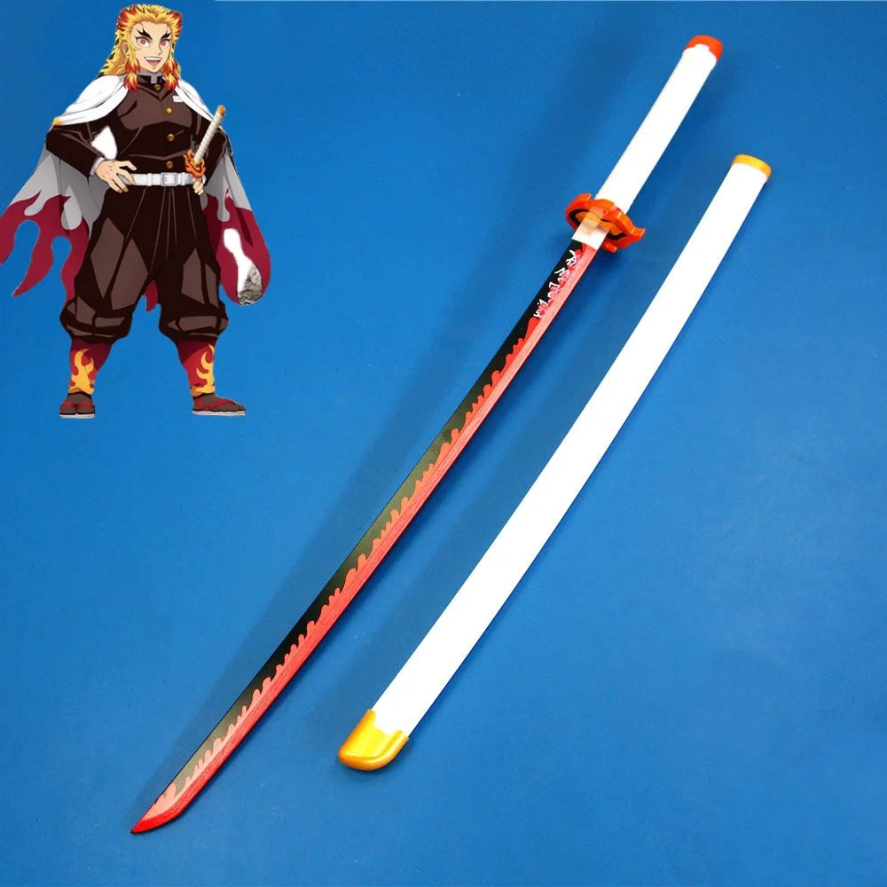 41in/104cm Demon Slayer Katana Anime Ninja Sword Demon Slayer Cosplay Prop Knife Real Size Samurai Sabre Japonesa Katana Sword