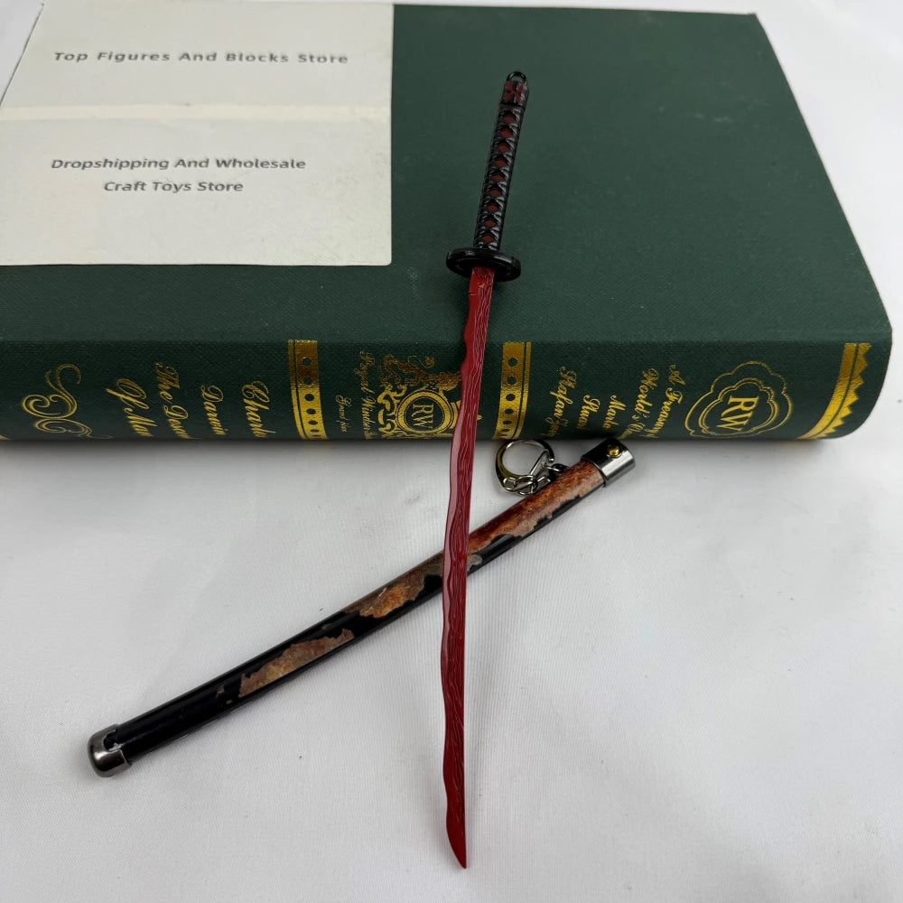 Elden Rivers of Blood Sword Replica Ring 23cm/9.05in Zinc Alloy Model with spring release scabbard, Rust-Proof, Ideal for Fans