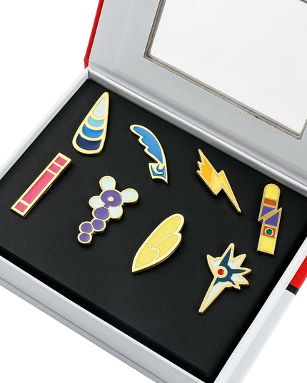 Pokemon Gym Badges Kanto Johto Hoenn Sinnoh Unova Kalos League Region Orange Islands Pins Brooches Box Set Pocket Monster