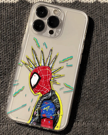 Marvel Spider Man Oil Painting Soft Phone Case For iPhone 16 15 13 Pro Max 13 12 11 Pro X XR XS MAX 14 Plus Y2k Anti Fall Cases