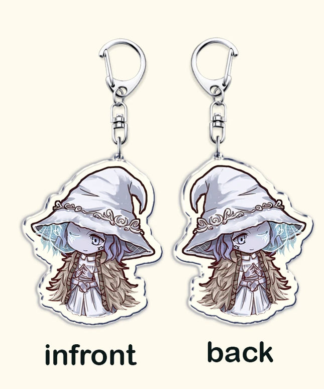 Video Game Dark Souls Keychains for Women Accessories Bag Bloodborne Malenia Melina Keyrings Jewelry Fans Gaming Friends Gift