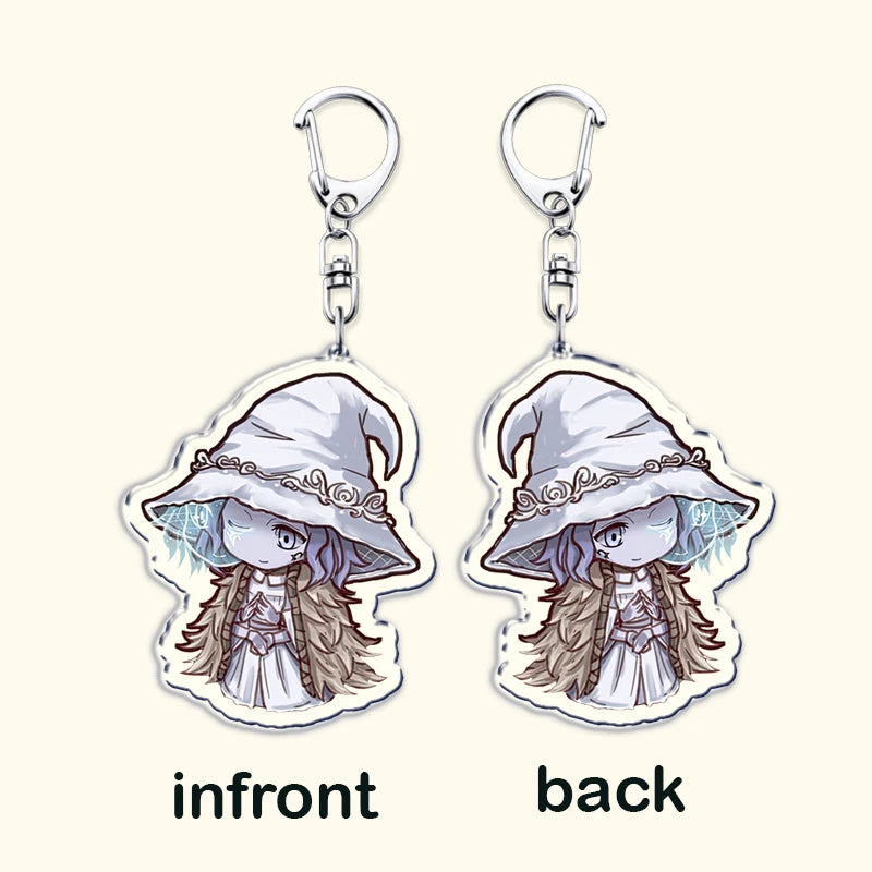 Video Game Dark Souls Keychains for Women Accessories Bag Bloodborne Malenia Melina Keyrings Jewelry Fans Gaming Friends Gift