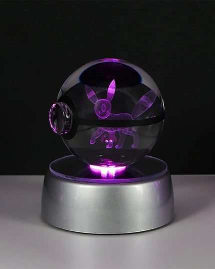 Pokemon Crystal Ball Pikachu Gengar Eevee Mewtwo Lacario Anime Game Pokeball Led Night Light Base Kids Birthday Gift Home Decor