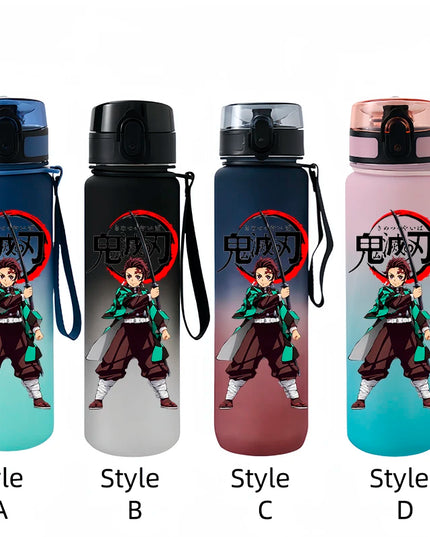 Demon Slayer Tanjirou Water Cup Drinking Outdoor 650ml Nezuko Water Bottle Children Portable Plastic Cartoon Large Capacity