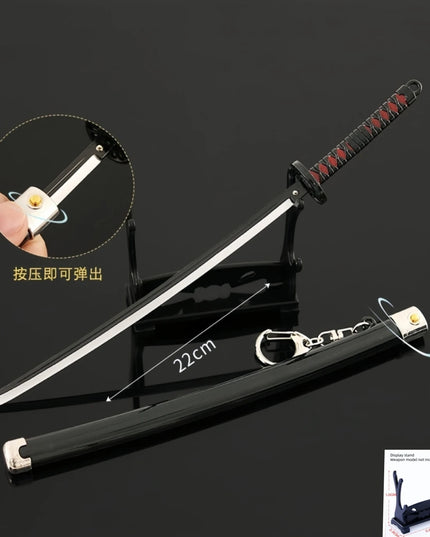Demon Slayer Peripherals Tanjiro, Agatsuma Zenitsu Katana Full Metal Weapons Bounce Jump Knife Crafts Toy Sword Model Ornaments
