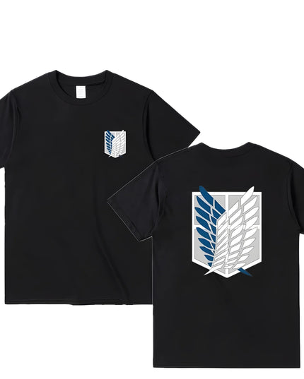 Attack on Titan T-shirt Wings of Freedom Short Sleeve Ackerman Mikasa Eren Jaeger Men Cotton Tops Summer Oversized O-Neck Tee