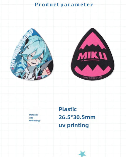 3PCS Hatsune Miku Multicolor Guitar Picks Acrylic Guitar Picks for Acoustic Electric Guitars Bass or Ukulele Guitar Accessories