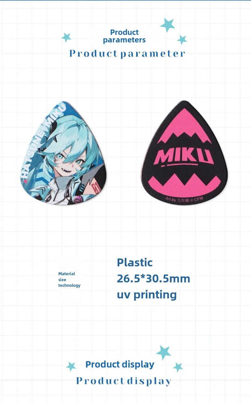 3PCS Hatsune Miku Multicolor Guitar Picks Acrylic Guitar Picks for Acoustic Electric Guitars Bass or Ukulele Guitar Accessories