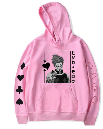 Hisoka Hunter X Hunter Anime Hoodie Harajuku Manga Fun Black and White Patterns Neutral Fashion Streetwear Oversized Sports Top
