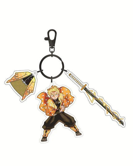 Hot Anime Demon Slayer Keychain Kamado Tanjirou Tomioka Giyuu Rengoku Kyoujurou Cosplay Acrylic Key Chains Fans Gift