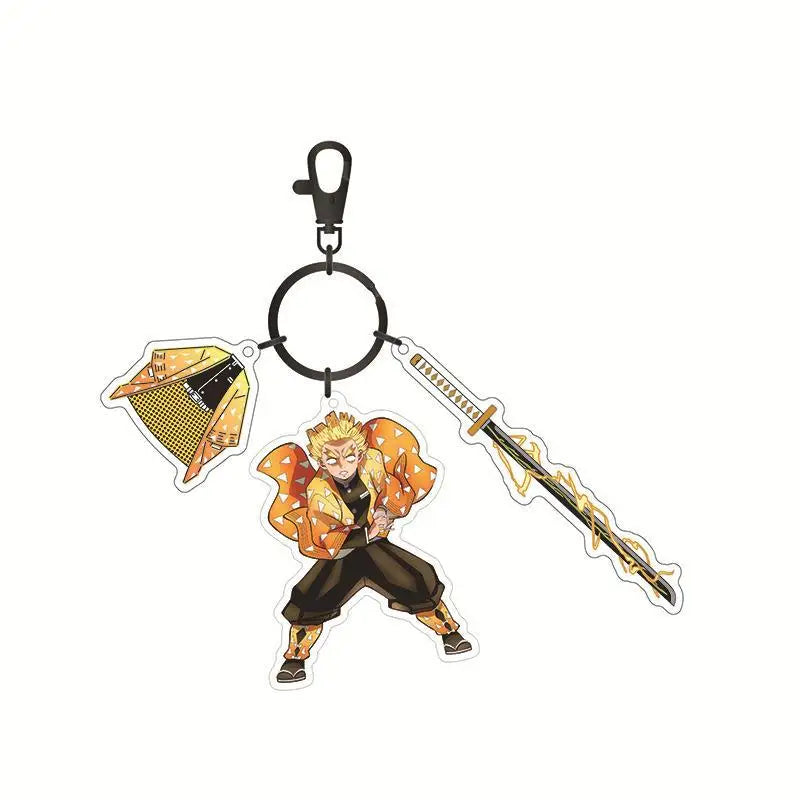 Hot Anime Demon Slayer Keychain Kamado Tanjirou Tomioka Giyuu Rengoku Kyoujurou Cosplay Acrylic Key Chains Fans Gift