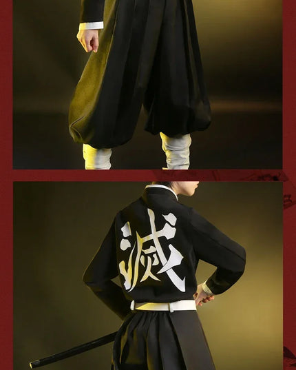 Anime Demon Slayer Kamado Tanjirou Cosplay Costume Kimetsu No Yaiba Cartoon Costume Sutis Wigs Halloween For Kids Adult CosParty