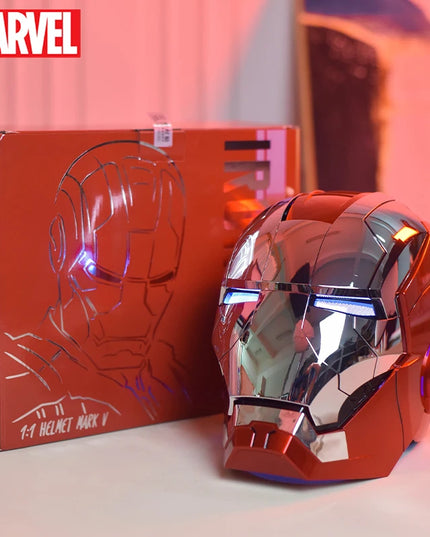 New AutoKing 1:1 Mk5 Iron Man Helmet Cosplay Voice Control Eyes with Light Model Toys for Adult Electric Wearable Christmas Gift