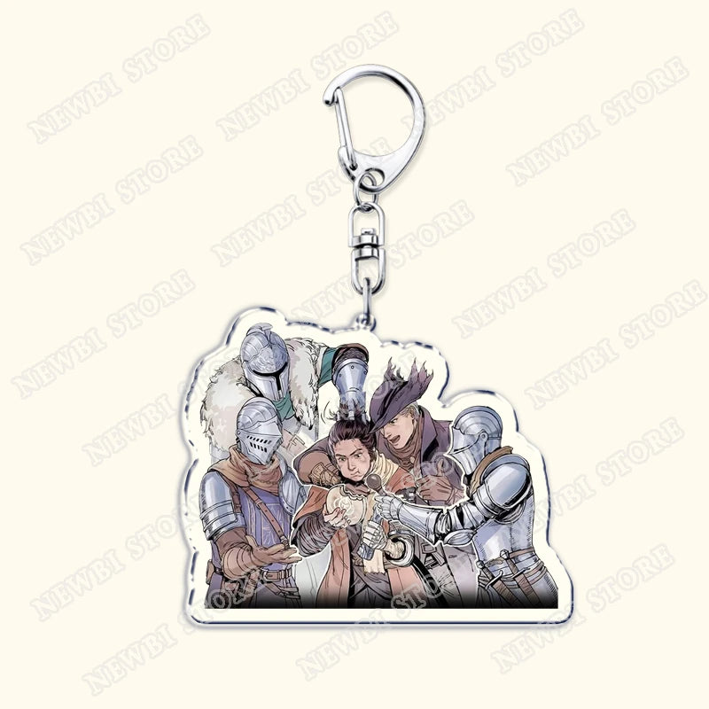 Video Game Dark Souls Keychains for Women Accessories Bag Bloodborne Malenia Melina Keyrings Jewelry Fans Gaming Friends Gift