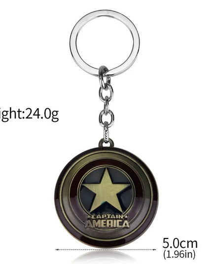 Creative Marvel Series Captain America Shield Keychain Rotating Dripping Shield Avengers Keychain Popular Accessory Pendant