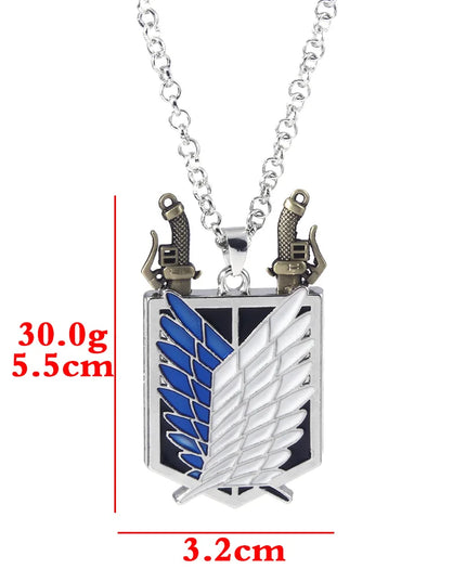 Anime Attack on Titan Necklace Shingeki No Kyojin Wings of Freedom Survey Sword Punk Necklace Pendant for Women Men Jewelry