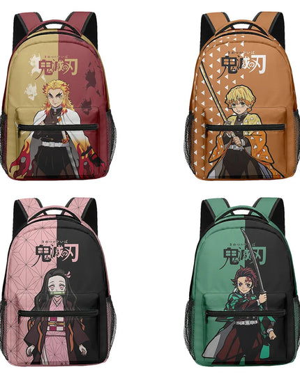 Anime Demon Slayer Tanjiro Nezuko 3D Printed Backpack for College Students Large School Bag 15 Inch Laptop Bag Middle School