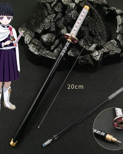 20cm Demon Slayer Katana Pen Tanjirou Sword Ainme Kimetsu No Yaiba Metal Ninja Knife Real Japanese Katana Pen Samurai Sword Toy
