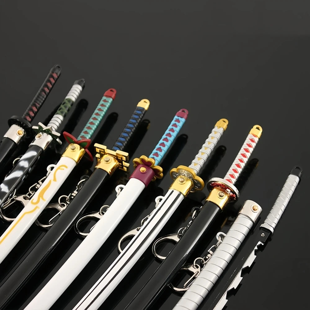 Demon Slayer Peripherals Tanjiro, Agatsuma Zenitsu Katana Full Metal Weapons Bounce Jump Knife Crafts Toy Sword Model Ornaments