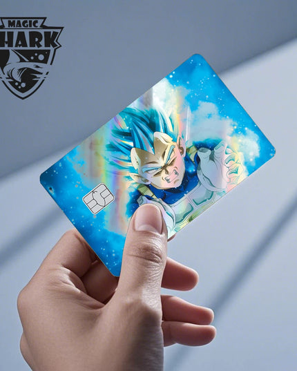 Magic Shark Goku Vegeta Cool Shinny Holographic Laser Credit Debit Card Sticker Film Front Skin Cover
