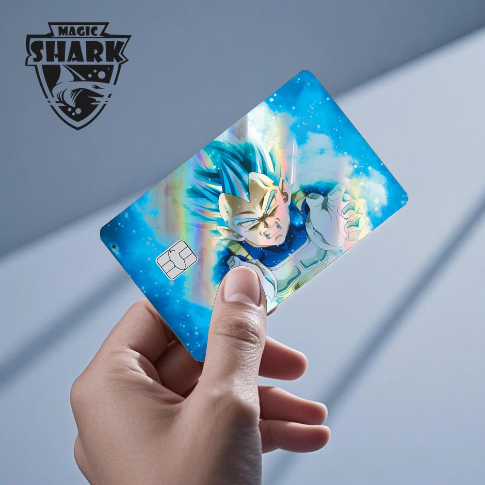 Magic Shark Goku Vegeta Cool Shinny Holographic Laser Credit Debit Card Sticker Film Front Skin Cover
