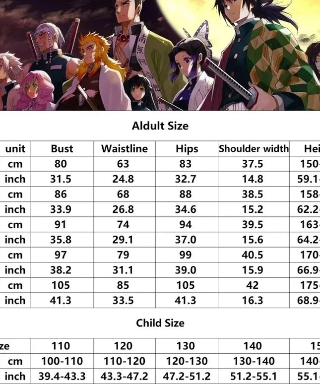 New Demon Slayer Cosplay Tanjiro Nezuko Cosplay Kids Shinobu Costume Japanese Anime Cartoon Halloween Costume Christmas Gifts