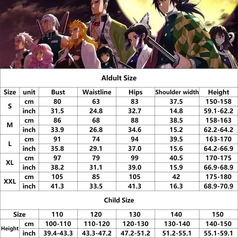 New Demon Slayer Cosplay Tanjiro Nezuko Cosplay Kids Shinobu Costume Japanese Anime Cartoon Halloween Costume Christmas Gifts