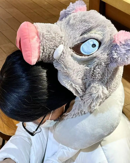 Cosplay Prop Wild Boar Head Plush Hat Demon Slayer Hashibira Inosuke Warm Headgear Japanese anime Stuffed Anime Plushies Gift