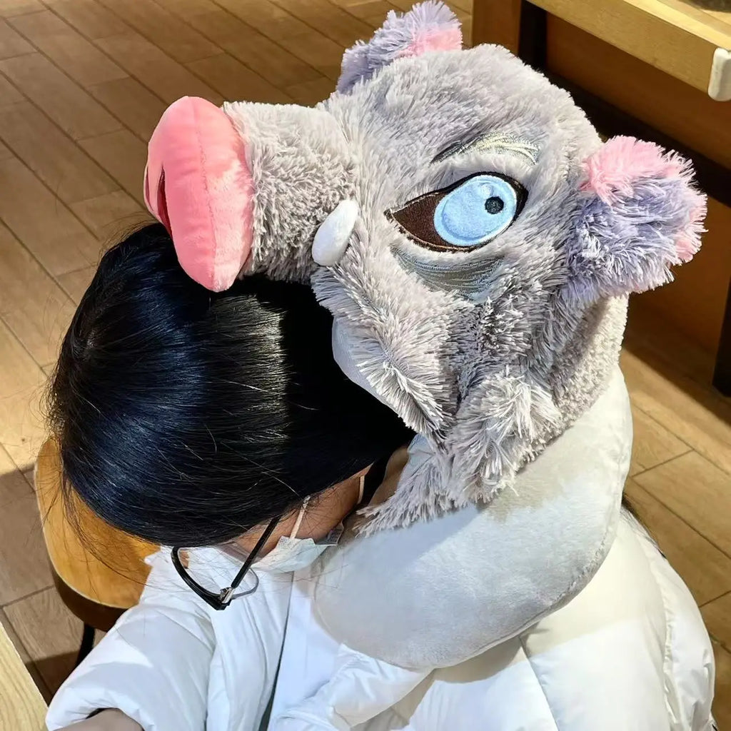 Cosplay Prop Wild Boar Head Plush Hat Demon Slayer Hashibira Inosuke Warm Headgear Japanese anime Stuffed Anime Plushies Gift