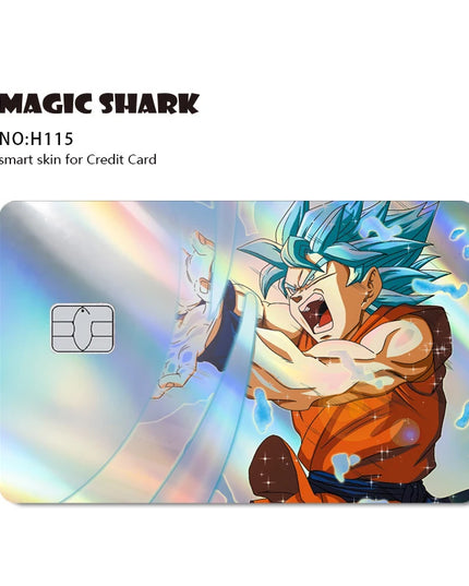 Magic Shark Goku Vegeta Cool Shinny Holographic Laser Credit Debit Card Sticker Film Front Skin Cover