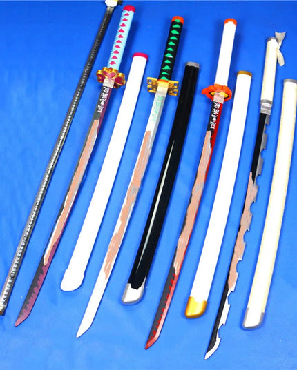 41in/104cm Demon Slayer Katana Anime Ninja Sword Demon Slayer Cosplay Prop Knife Real Size Samurai Sabre Japonesa Katana Sword