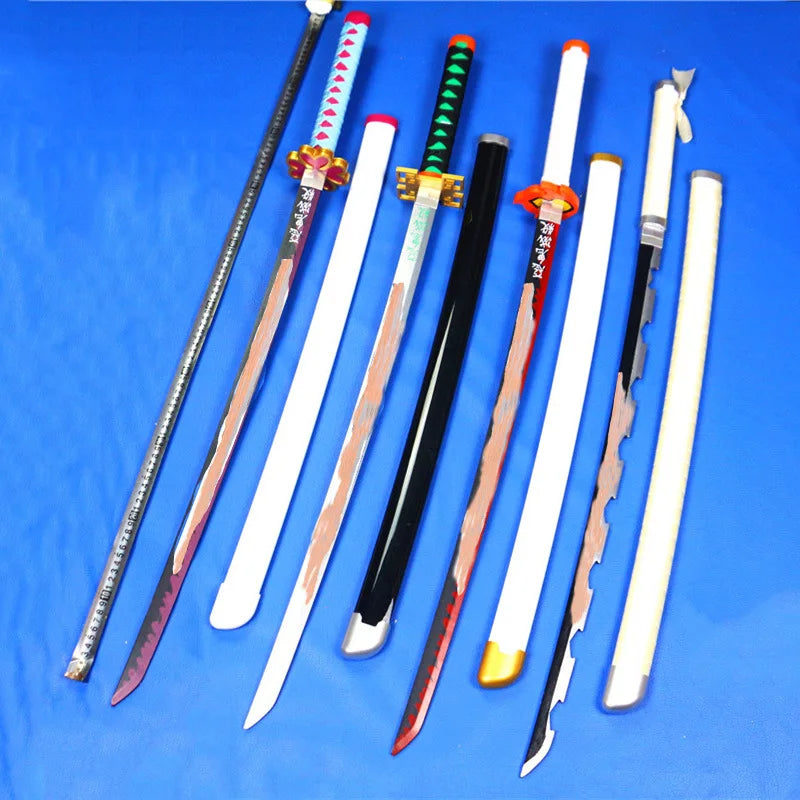 41in/104cm Demon Slayer Katana Anime Ninja Sword Demon Slayer Cosplay Prop Knife Real Size Samurai Sabre Japonesa Katana Sword