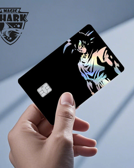 Magic Shark Goku Vegeta Cool Shinny Holographic Laser Credit Debit Card Sticker Film Front Skin Cover