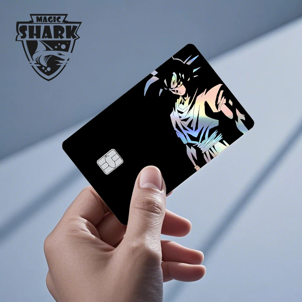Magic Shark Goku Vegeta Cool Shinny Holographic Laser Credit Debit Card Sticker Film Front Skin Cover