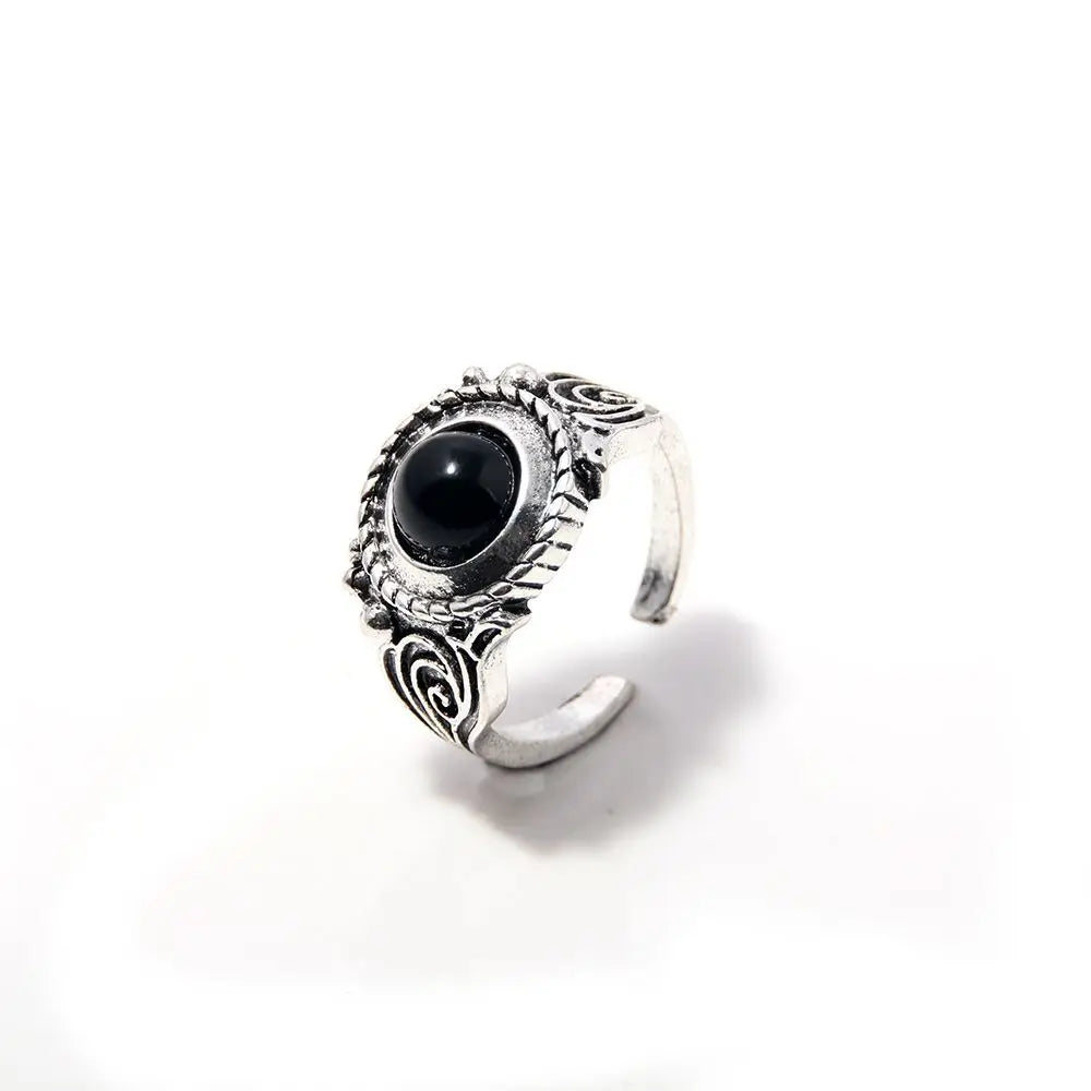Game Dark Souls Ring Black Red Sapphire Vintage Style Ring Adjustable Metal Rings For Women Men Cosplay Jewelry Accessories Gift